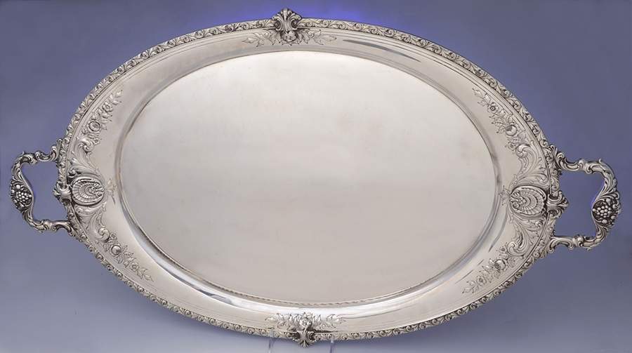 Sir Christopher (Strl, Hlwr, 4800-1, Hand Chased) Large Waiter Tray by Wallace Silver-1