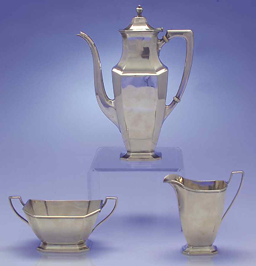 Somerset-Plain (Sterling, Hollowware) 3 Piece Demi Set by Wallace Silver-1