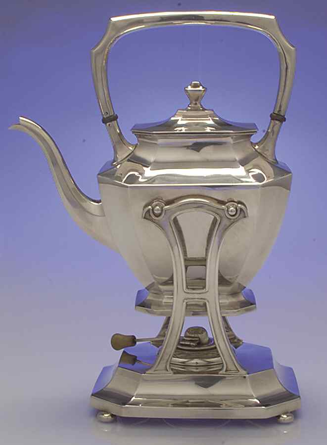 Somerset-Plain (Sterling, Hollowware) Kettle, Stand & Burner by Wallace Silver-1