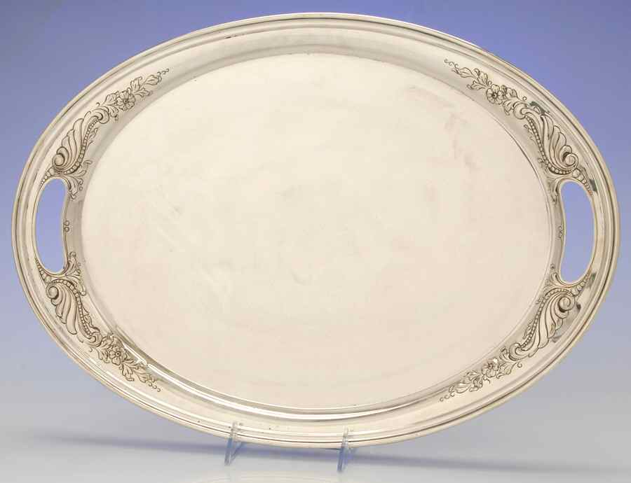 Stradivari (Sterling, Hollowware, Design on Top) Medium Sterling Waiter Tray by Wallace Silver-1