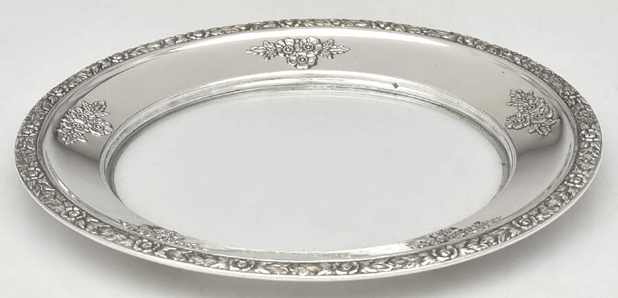 Meadow Rose (Sterling, Hollowware Only) Crystal Wine Coaster with Sterling Lip by Watson-1