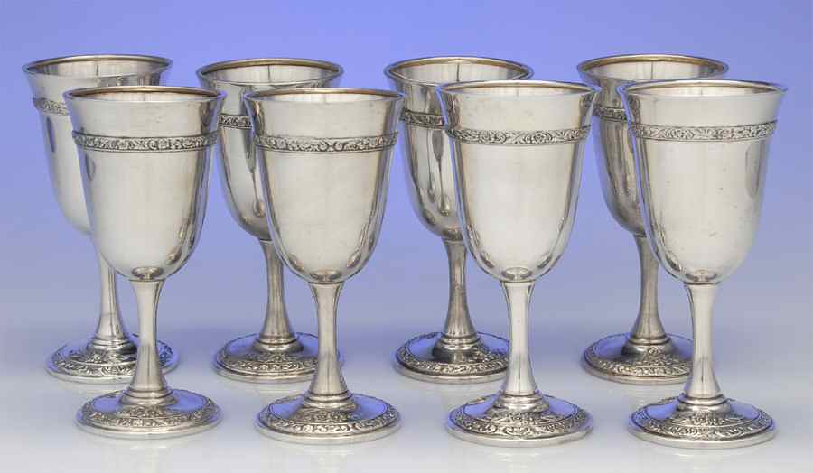 Meadow Rose (Sterling, Hollowware Only) Water Goblet - Set of 8 by Watson-1