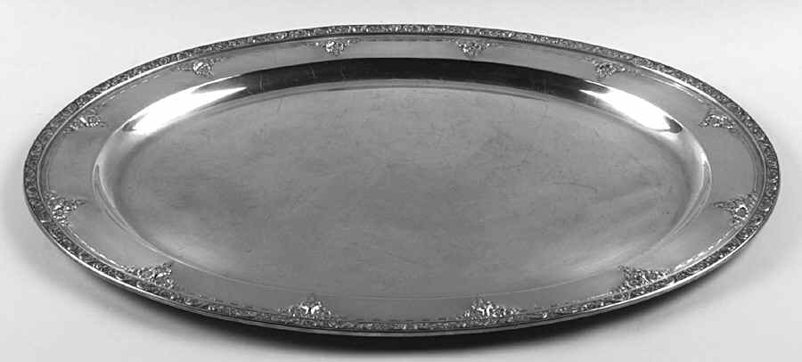 Meadow Rose (Sterling, Hollowware Only) Large Sterling Meat Plate No Well by Watson-1