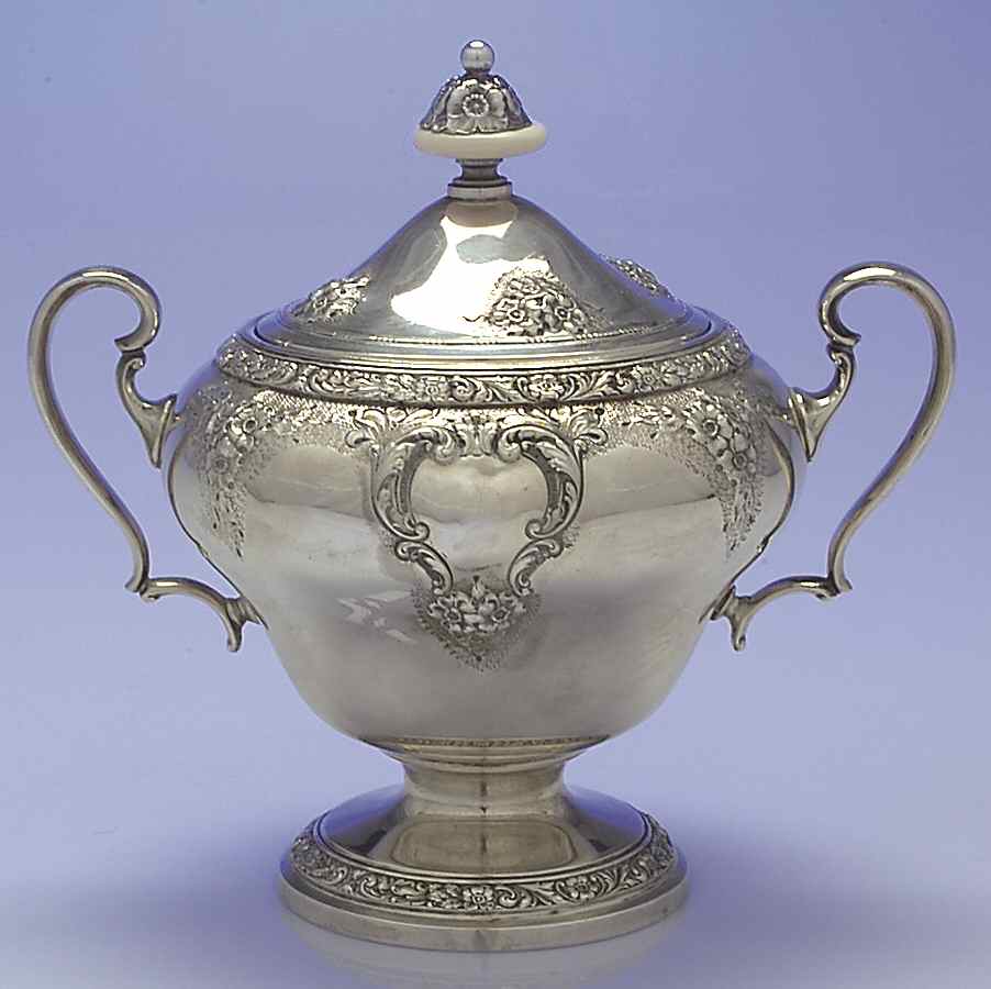 Meadow Rose (Sterling, Hollowware Only) Sugar Bowl & Lid by Watson-1