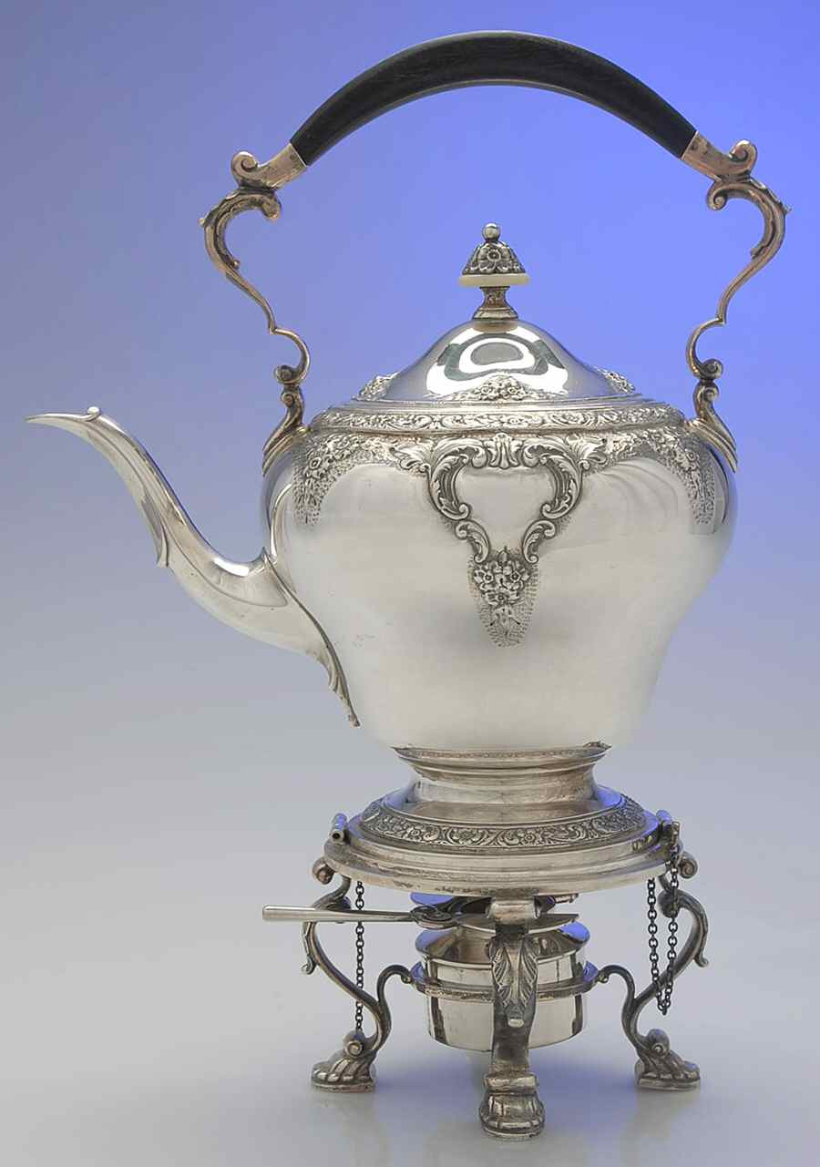 Meadow Rose (Sterling, Hollowware Only) Sterling Kettle, Stand & Burner by Watson-1