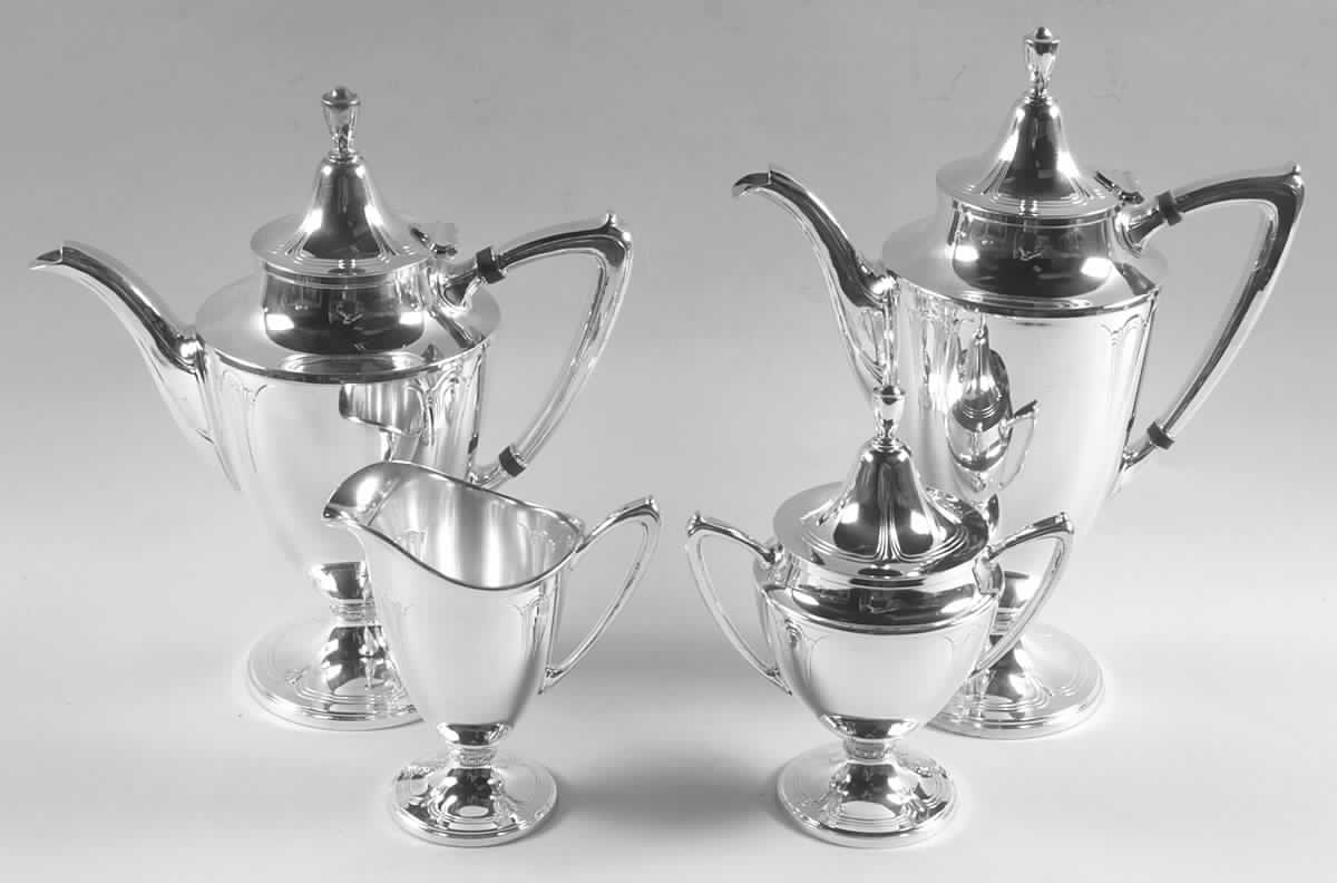 Iris (Silverplate, Hollowware) (4 Piece) Silverplate Tea Set by Wallace Silver-1