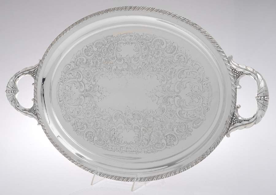 King Christian (Silverplate, Hollowware) Large Silverplate Waiter Tray by Wallace Silver-1