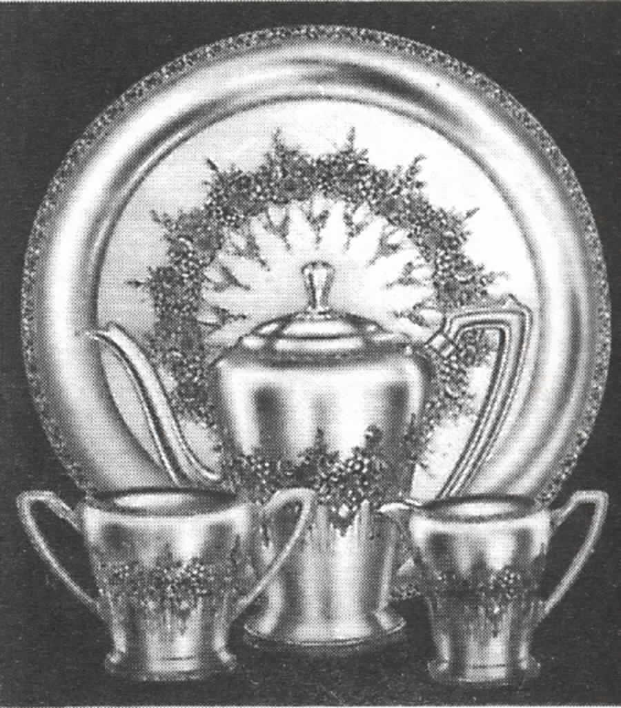 Nine Flowers (Silverplate, Hollowware) (3 Pc) Coffee Set (PCP,PCR,PSU) by Wallace Silver-1