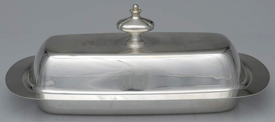 Old Guilford (Silverplate, Hollowware) 1/4 Pound Covered Butter & Liner by Wallace Silver-1