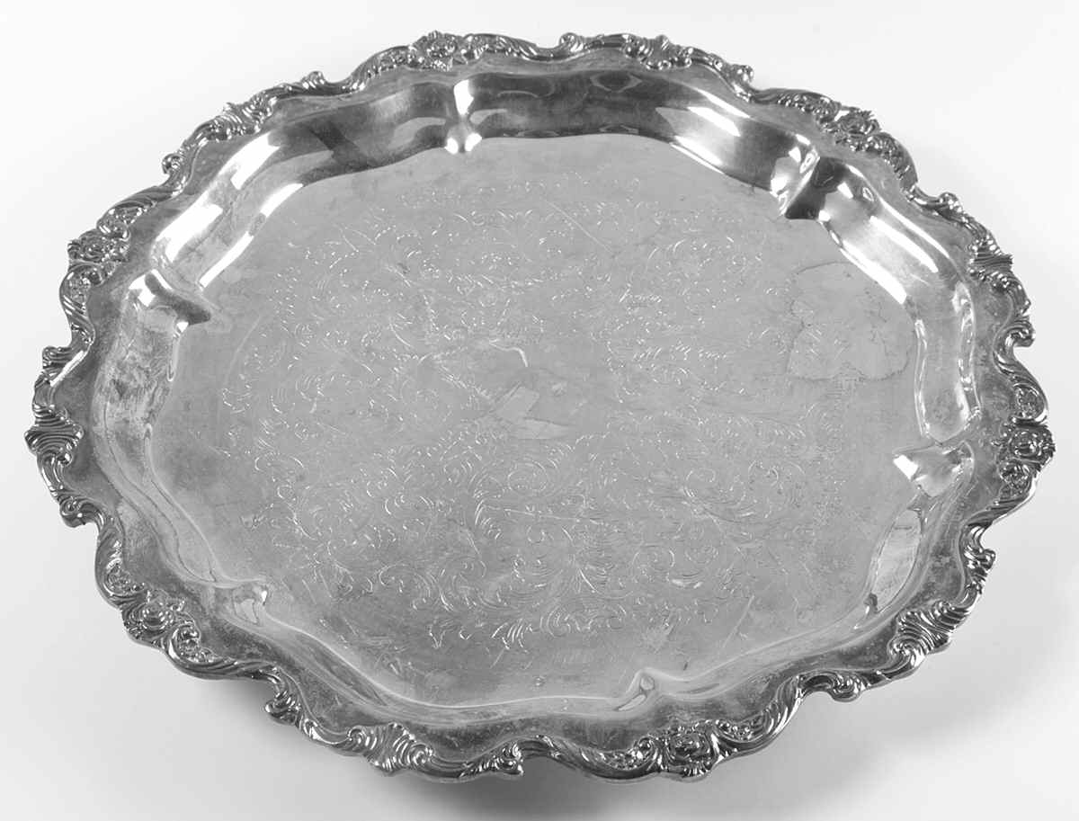 Royal Rose (Silverplate, Hollowware) Medium Plated Footed Round Tray by Wallace Silver-1