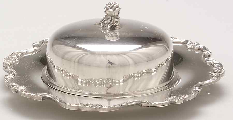 Royal Rose (Silverplate, Hollowware) Round Covered Butter with Glass Liner by Wallace Silver-1
