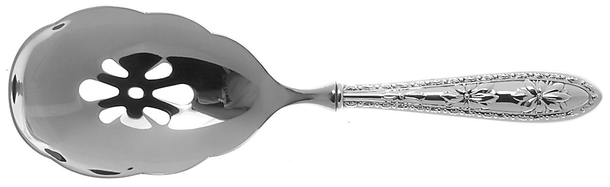Poinsettia (Sterling) Pierced Serving Spoon with Stainless Bowl by Wallace Silver-1