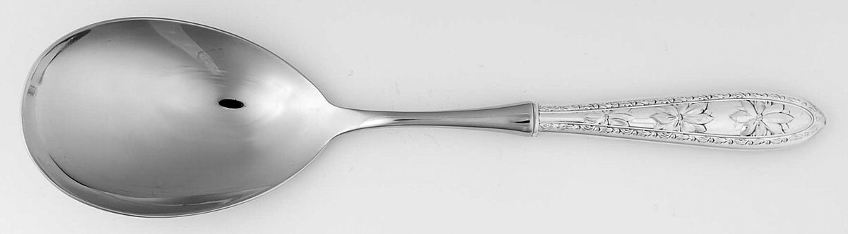 Poinsettia (Sterling) Salad Servng Spoon with Stainless Bowl by Wallace Silver-1