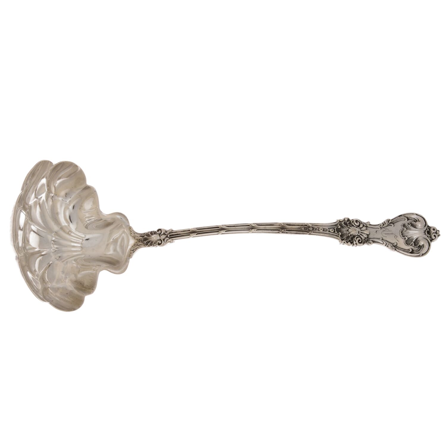King Edward (Sterling, 1901, Monograms) Solid Soup Ladle by Whiting Manf Co-1