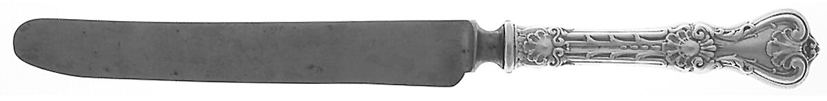 King Edward (Sterling, 1901, Monograms) Old French Hollow Knife with Bolster by Whiting Manf Co-1
