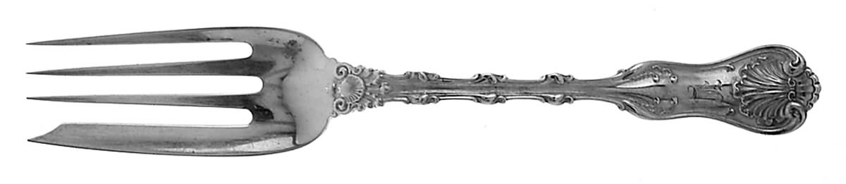 Imperial Queen (Sterling, 1893, Monograms) Medium Solid Cold Meat Serving Fork by Whiting Manf Co-1
