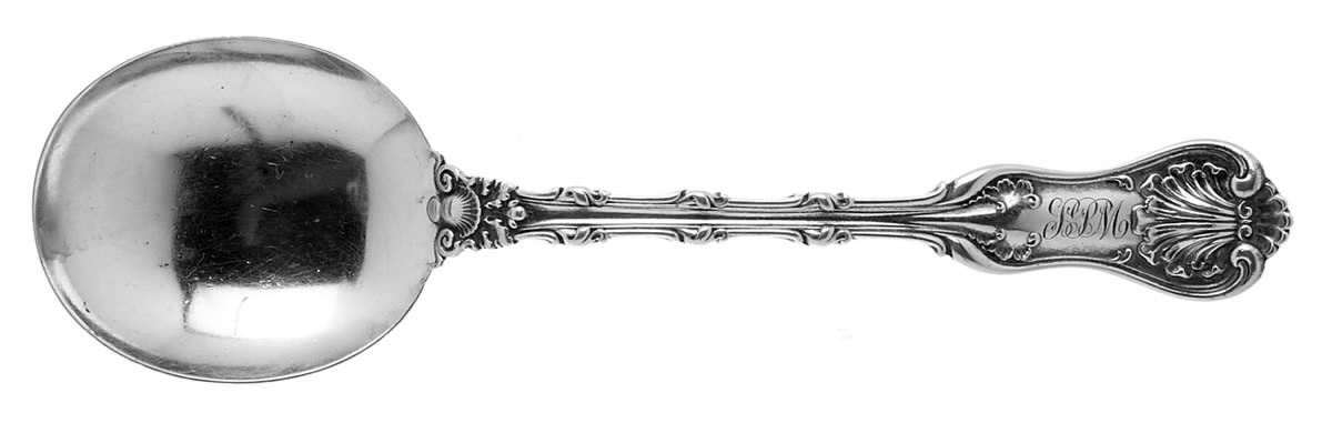 Imperial Queen (Sterling, 1893, Monograms) Round Bowl Soup Spoon (Gumbo) by Whiting Manf Co-1