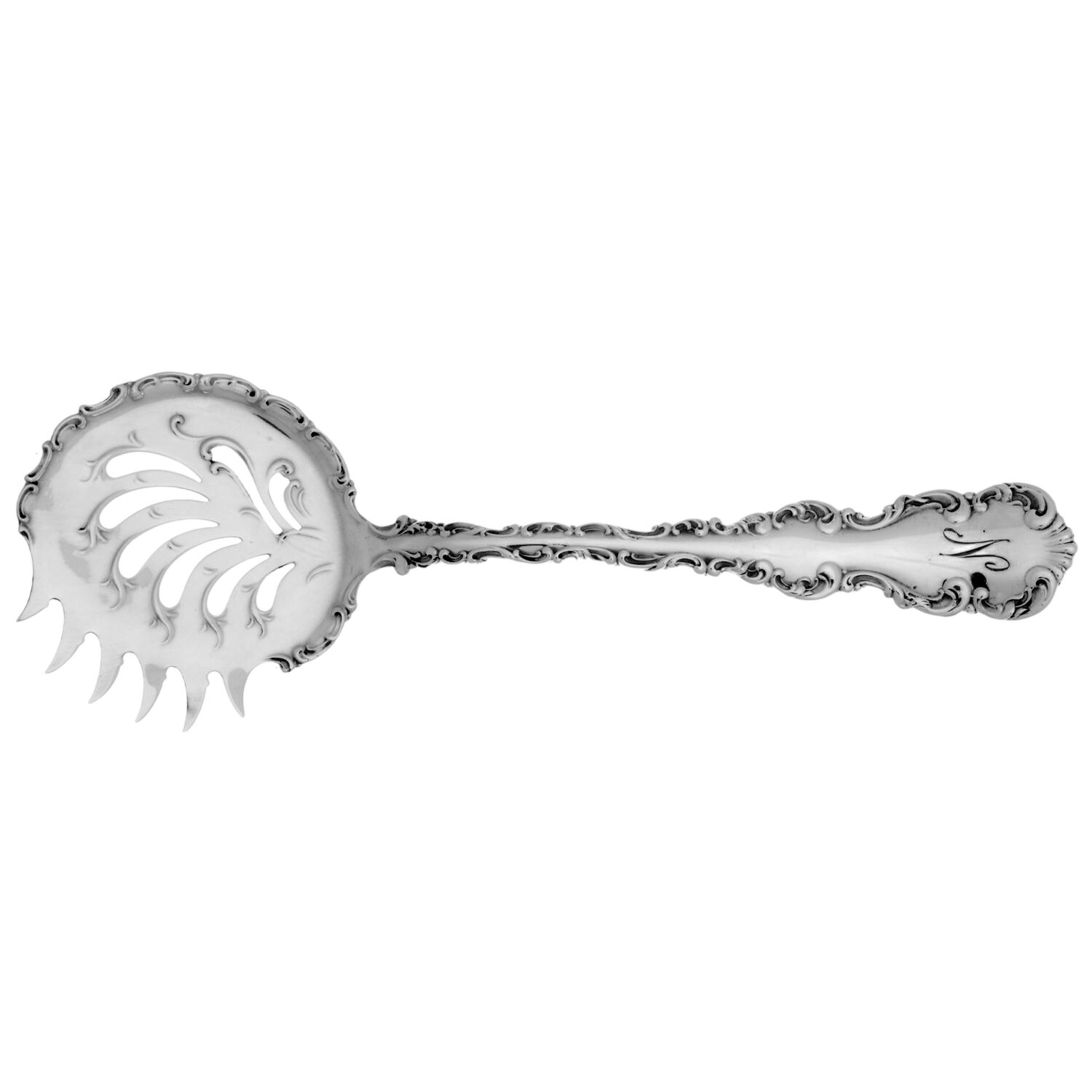 Louis XV (Sterling, 1891, Monograms) Large Cucumber Server by Whiting Manf Co-1