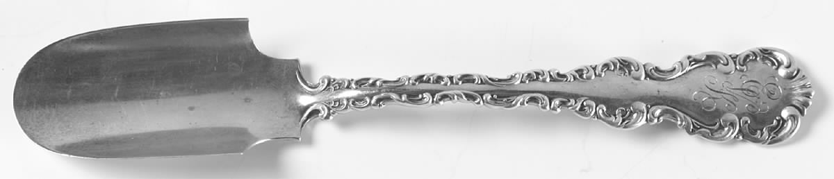 Louis XV (Sterling, 1891, Monograms) Solid Cheese Scoop by Whiting Manf Co-1