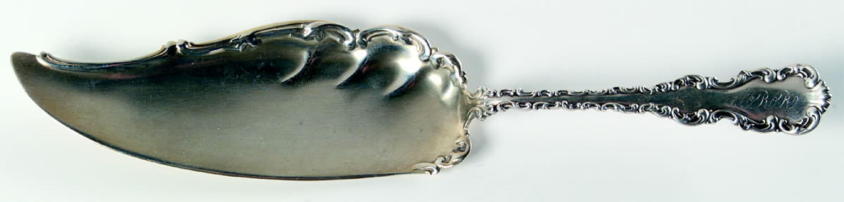 Louis XV (Sterling, 1891, Monograms) Small Solid Fish Serving Knife by Whiting Manf Co-1