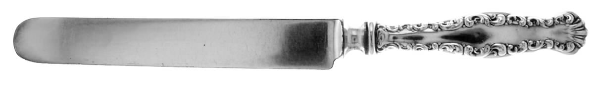Louis XV (Sterling, 1891, Monograms) Blunt Hollow Knife with Bolster by Whiting Manf Co-1