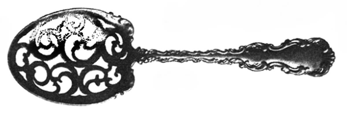 Louis XV (Sterling, 1891) Pierced Nut Serving Spoon by Whiting Manf Co-1