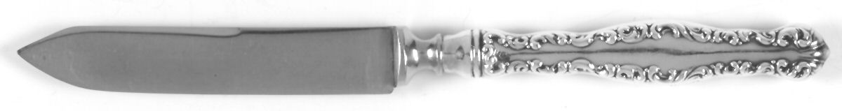 Louis XV (Sterling, 1891, Monograms) Fruit Knife Hollow Handle Silverplate BladeBolster by Whiting Manf Co-1