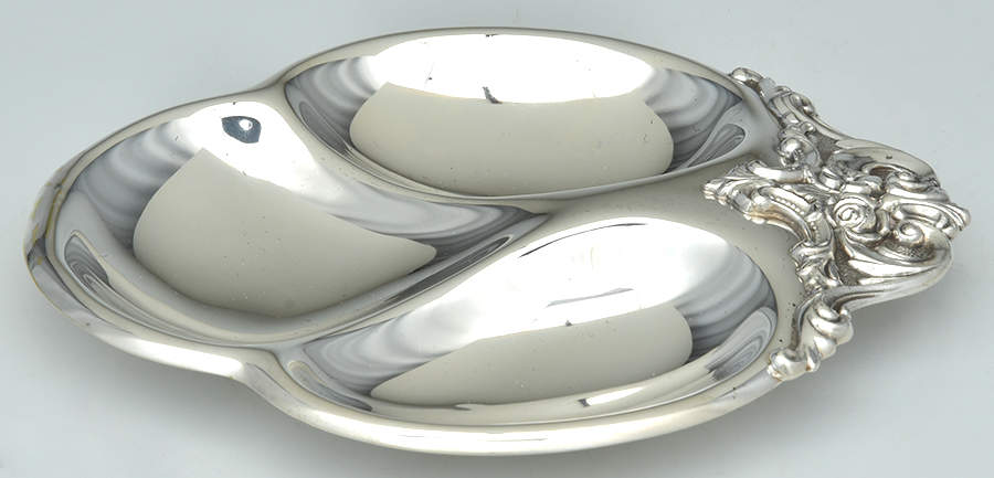 Rose Point (1200, Silverplate, Hollowware) 3 Part Bon Bon Bowl by Wallace Silver-1