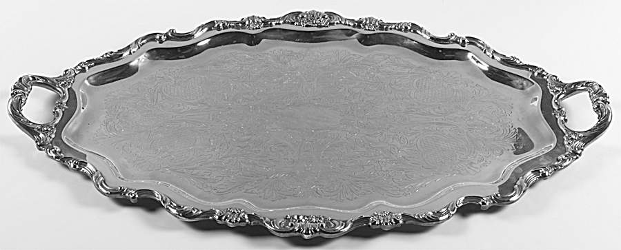 Rose Point (1200, Silverplate, Hollowware) Large Silverplate Waiter Tray by Wallace Silver-1