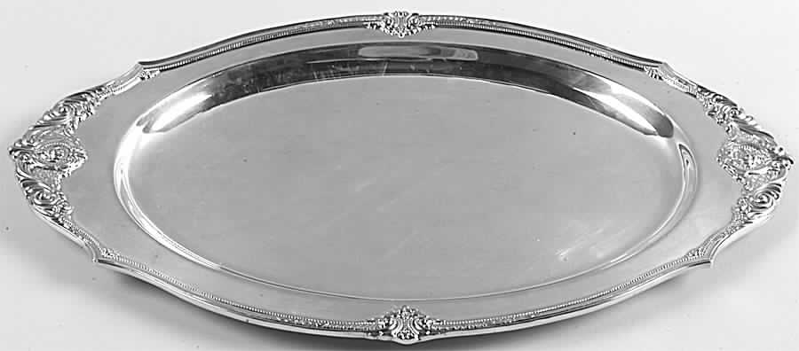 Rose Point (1200, Silverplate, Hollowware) Small Plated Meat Platter No Well by Wallace Silver-1