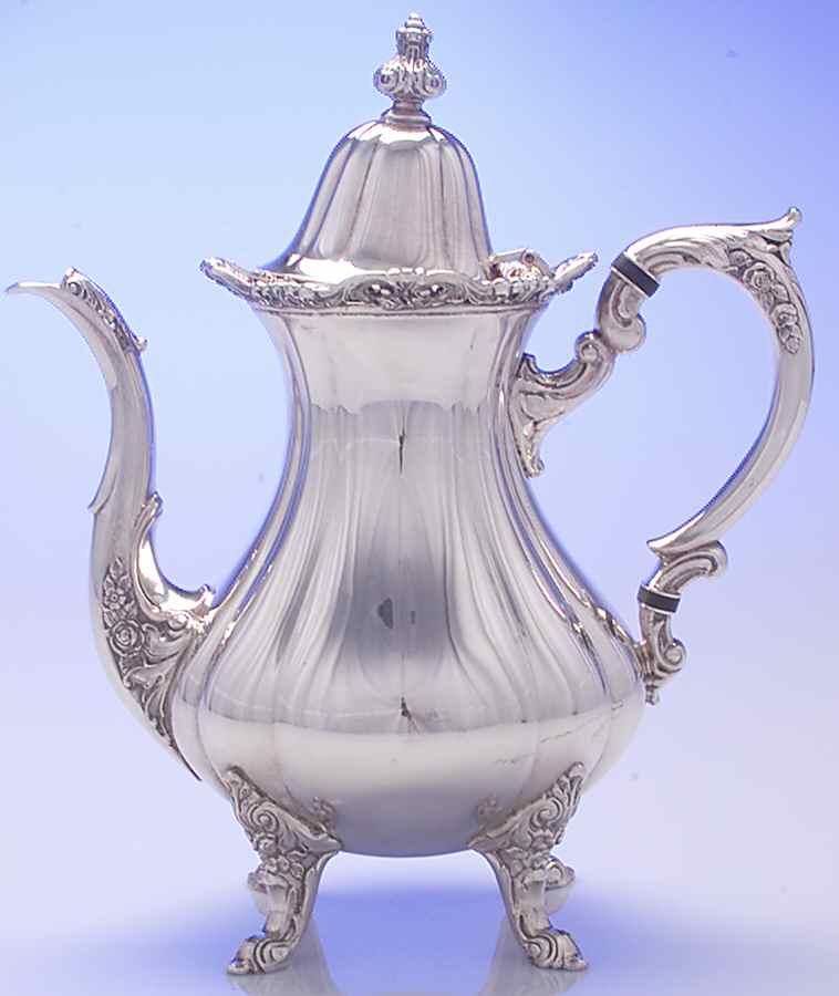 Rose Point (1200, Silverplate, Hollowware) Silverplate Coffee Pot by Wallace Silver-1