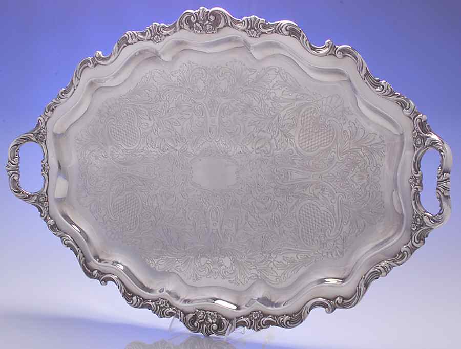 Rose Point (1200, Silverplate, Hollowware) Large Footed Waiter Tray by Wallace Silver-1