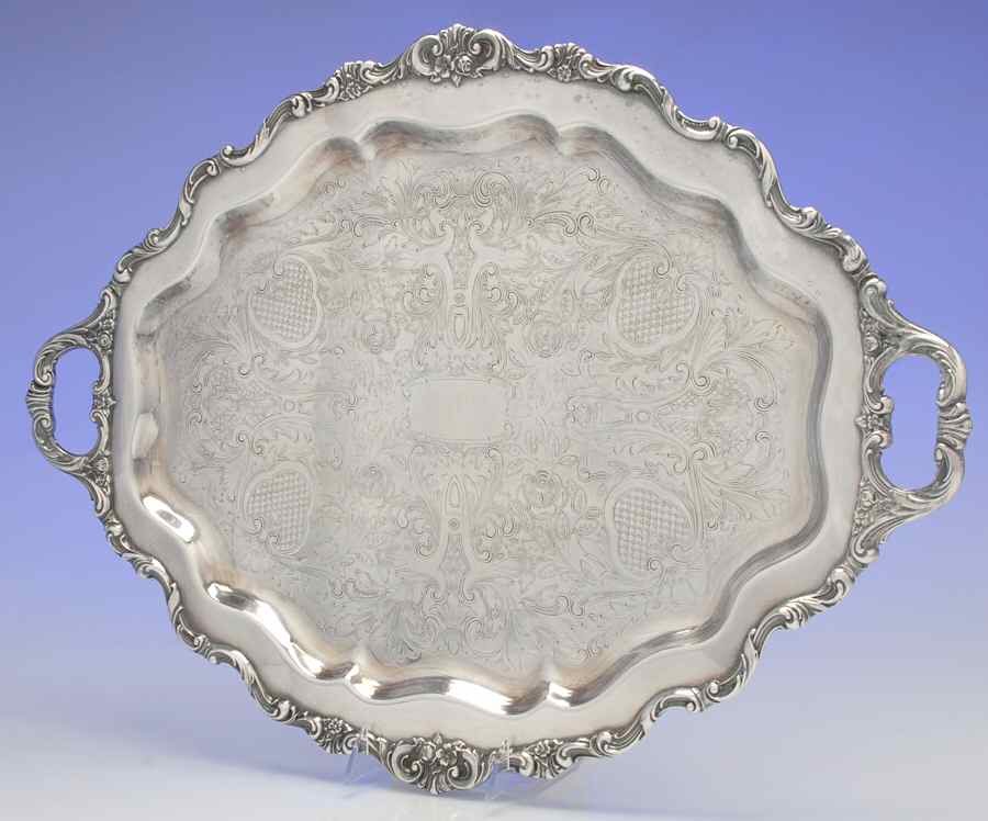 Rose Point (1200, Silverplate, Hollowware) Medium Silverplate Waiter Tray by Wallace Silver-1