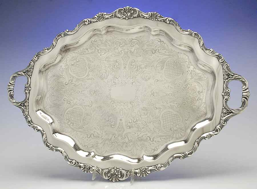 Rose Point (1200, Silverplate, Hollowware) Medium Footed Waiter Tray by Wallace Silver-1