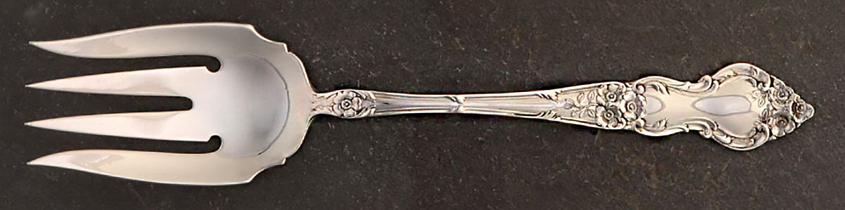 Meadow Rose (Sterling, 1907, No Monos) Medium Solid Cold Meat Serving Fork by Wallace Silver-1