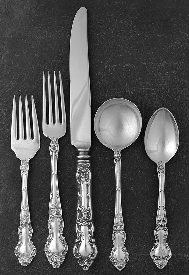 Meadow Rose (Sterling, 1907, No Monos) 40  Piece Estate Set by Wallace Silver-1