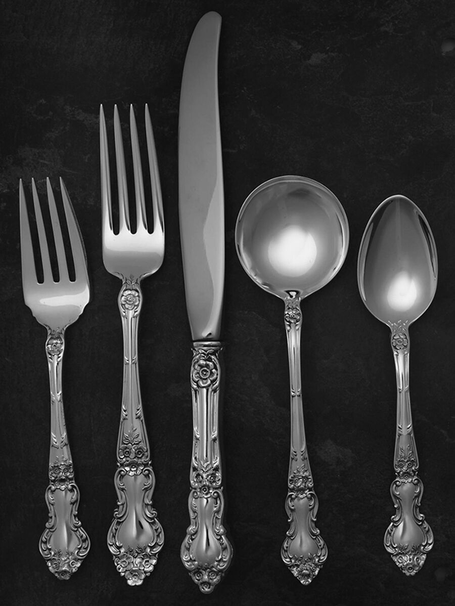 Meadow Rose (Sterling, 1907, No Monos) 5 Piece Place Size Setting by Wallace Silver-1