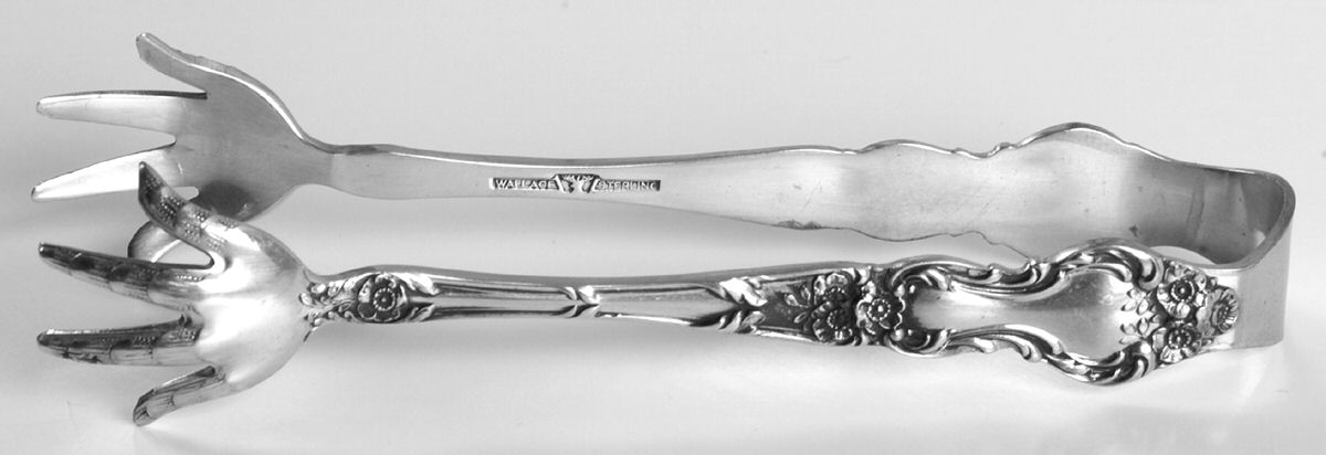 Meadow Rose (Sterling, 1907, No Monos) Small Sugar Tongs by Wallace Silver-1