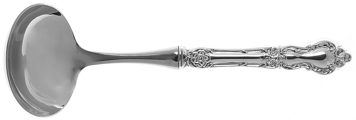 Meadow Rose (Sterling, 1907, No Monos) Hollow Handle Gravy Ladle with Stainless Bowl by Wallace Silver-1