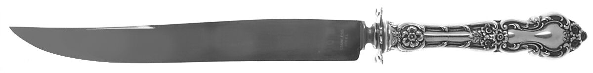 Meadow Rose (Sterling, 1907, No Monos) Large Stainless Blade Roast Carving Knife by Wallace Silver-1