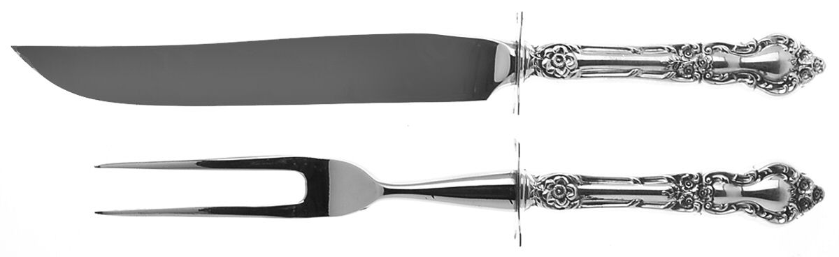Meadow Rose (Sterling, 1907, No Monos) Small Stainless Blade 2-Piece Steak Carving Set by Wallace Silver-1