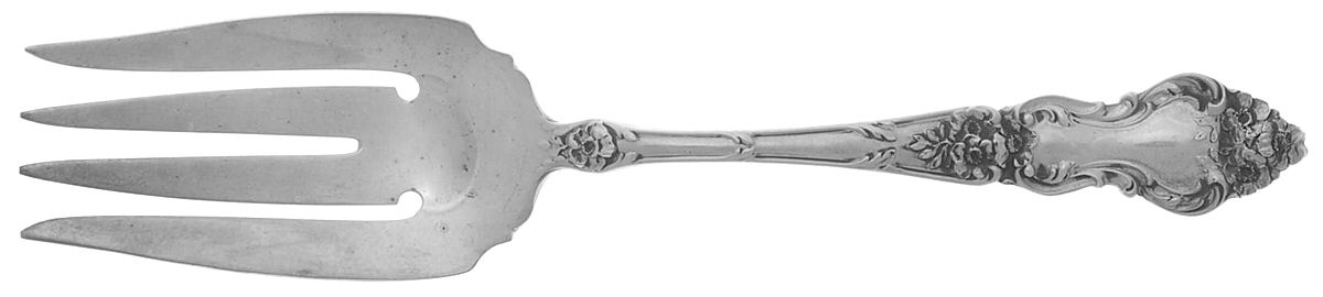 Meadow Rose (Sterling, 1907, No Monos) Small Solid Cold Meat Serving Fork by Wallace Silver-1