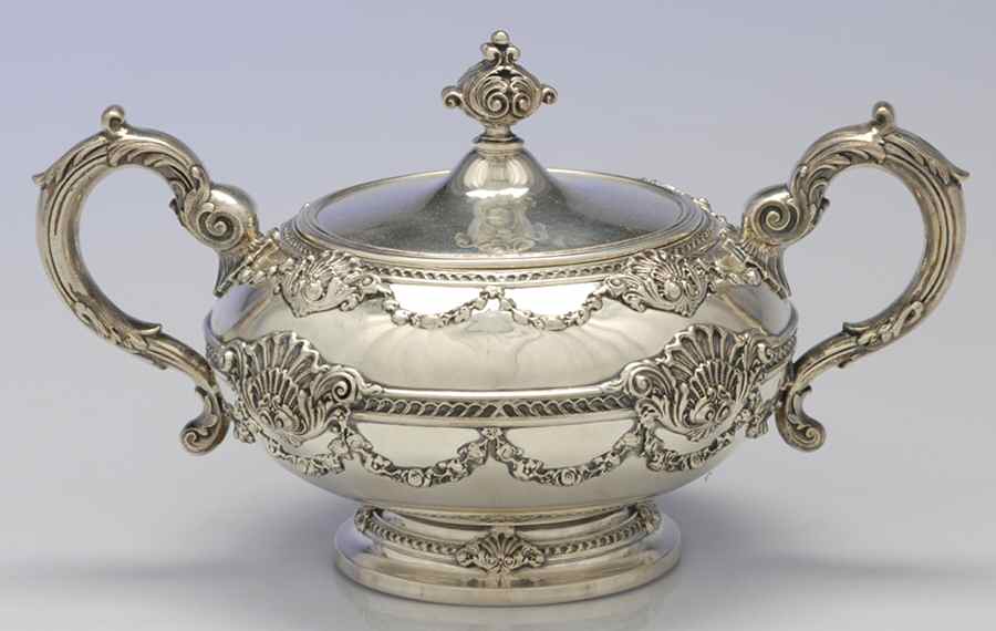 Imperial Queen (Sterling, 1893, Hollowware) Sugar Bowl & Lid by Whiting Manf Co-1