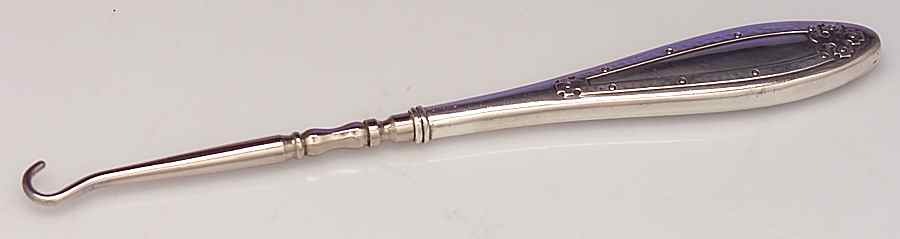 Carmel (Sterling, 1912, Hollowware) Small Button Hook, Hollow Handle by Wallace Silver-1