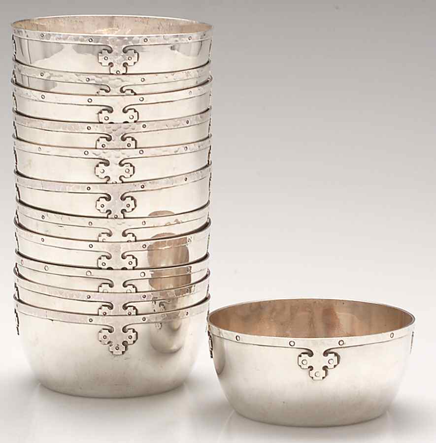 Carmel (Sterling, 1912, Hollowware) (Set of 12) Ice Cream Dish Set by Wallace Silver-1