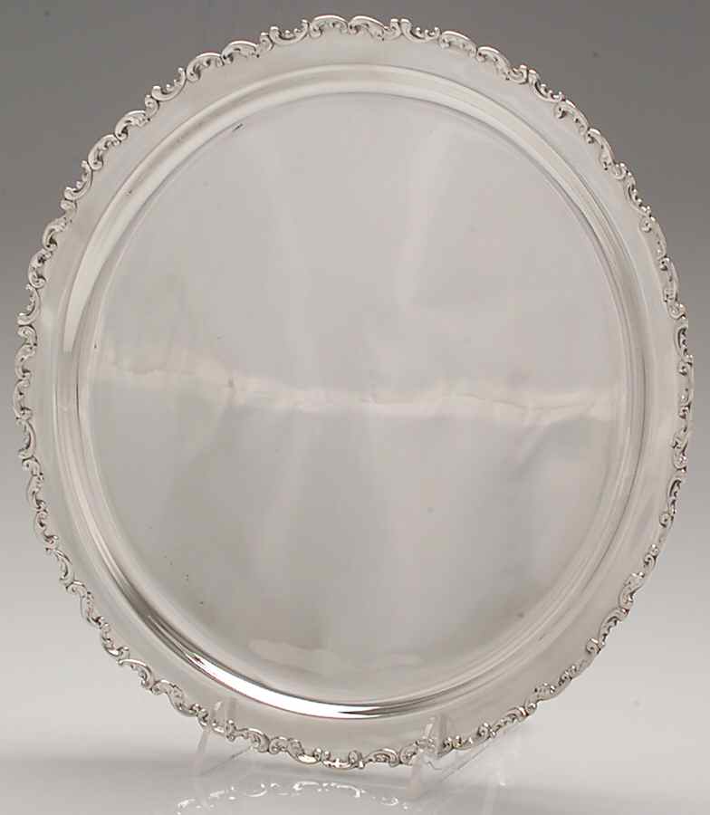 Louis XV (Sterling, 1891, Hollowware) 11" Round Sterling Tray by Whiting Manf Co-1