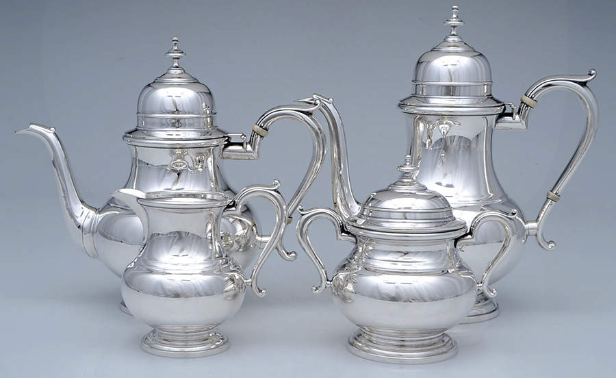 Exemplar (Sterling, S3, Hollowware) 4 Piece Tea Set (SCP2, STP2, SCR2, SSU2) by Watson-1