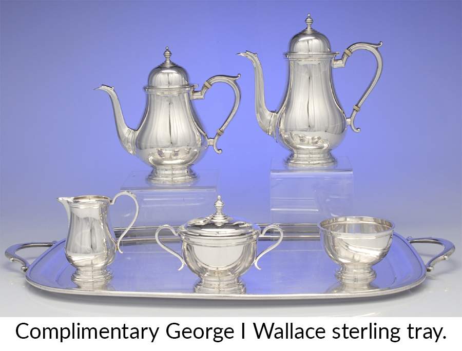 Exemplar (Sterling, S3, Hollowware) 6 Piece Sterling Tea Set (Waste & Match) by Watson-1