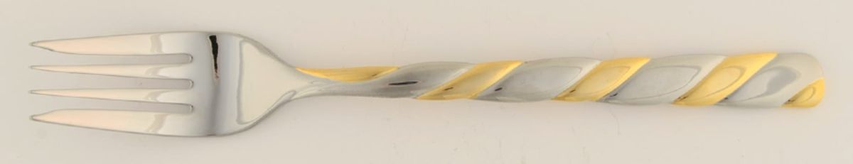 Gold Spiral (Stainless, Gold Acct) Individual Salad Fork by Wallace Silver-1