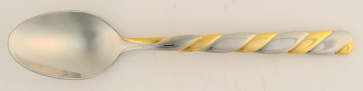 Gold Spiral (Stainless, Gold Acct) Place/Oval Soup Spoon by Wallace Silver-1